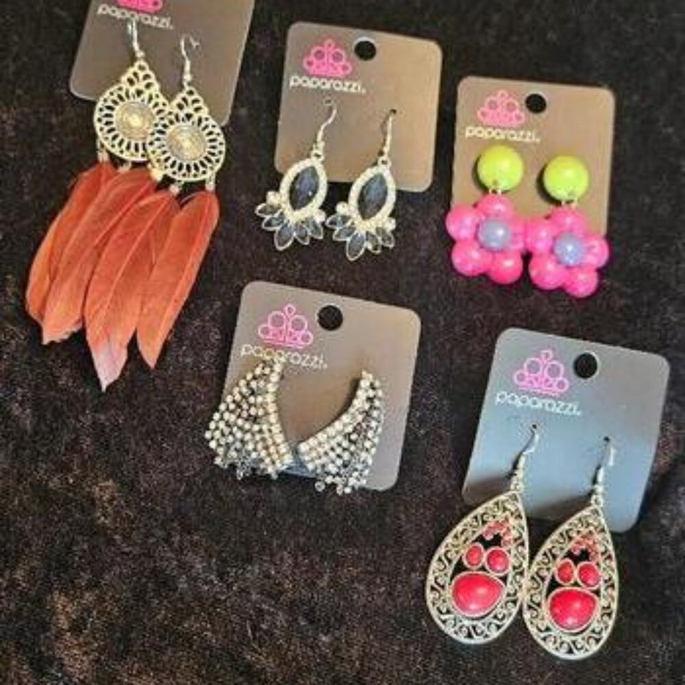 Amazing Deal! Paparazzi Lot of 5 Pair of Beautiful Earrings